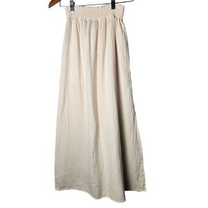 NWT MUSLIN COMFORT Essential Maxi Skirt Raw Sugar Gauze Smocked Waist Size S